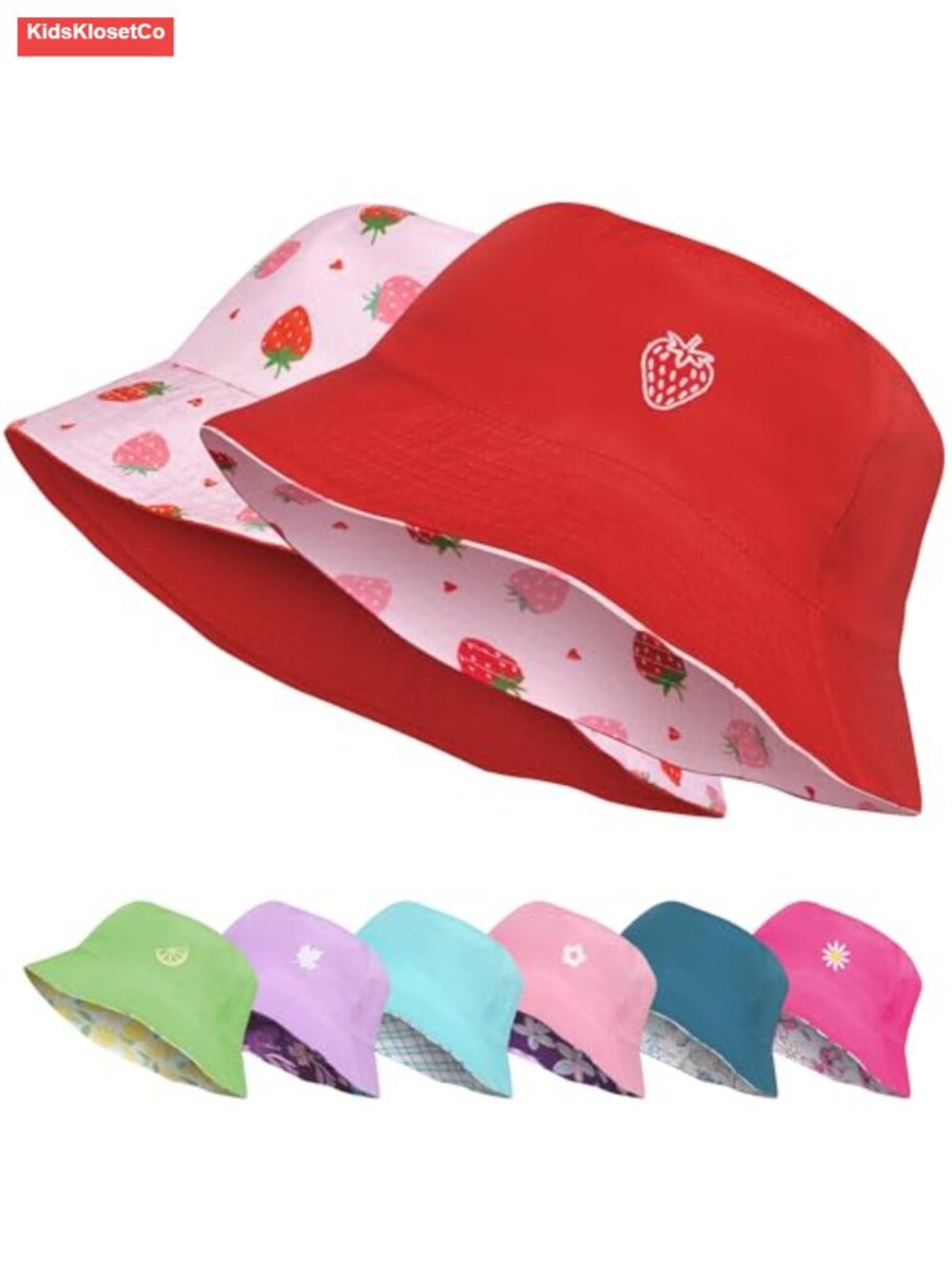 Kids Reversible Sun Hat UPF 50+ Wide Brim Bucket for Boys Girls Summer